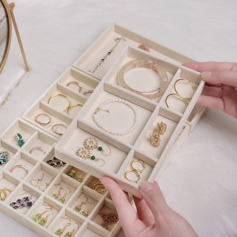 Jewelry Storage Grey Design Display Tray Drawer Jewellery Holder For Rings Earrings Necklaces Bracelets