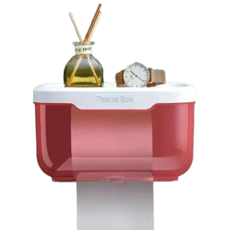 Paper Towel Dispenser Black Wall Mounted Storage Box Toilet Holder Organizer