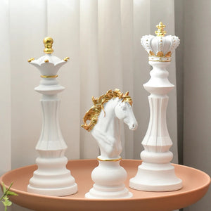 Figurine Chess Piece White Knight Medium Resin Living Room Desktop Decoration