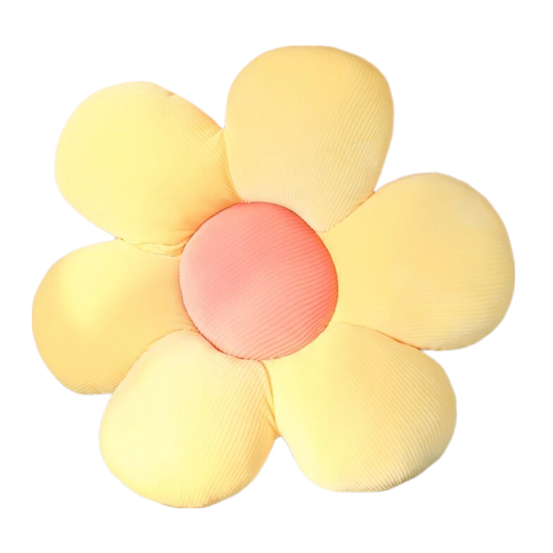 Plush Pillow Yellow Flower Shape Soft Seat Cushion Decor 70 75Cm