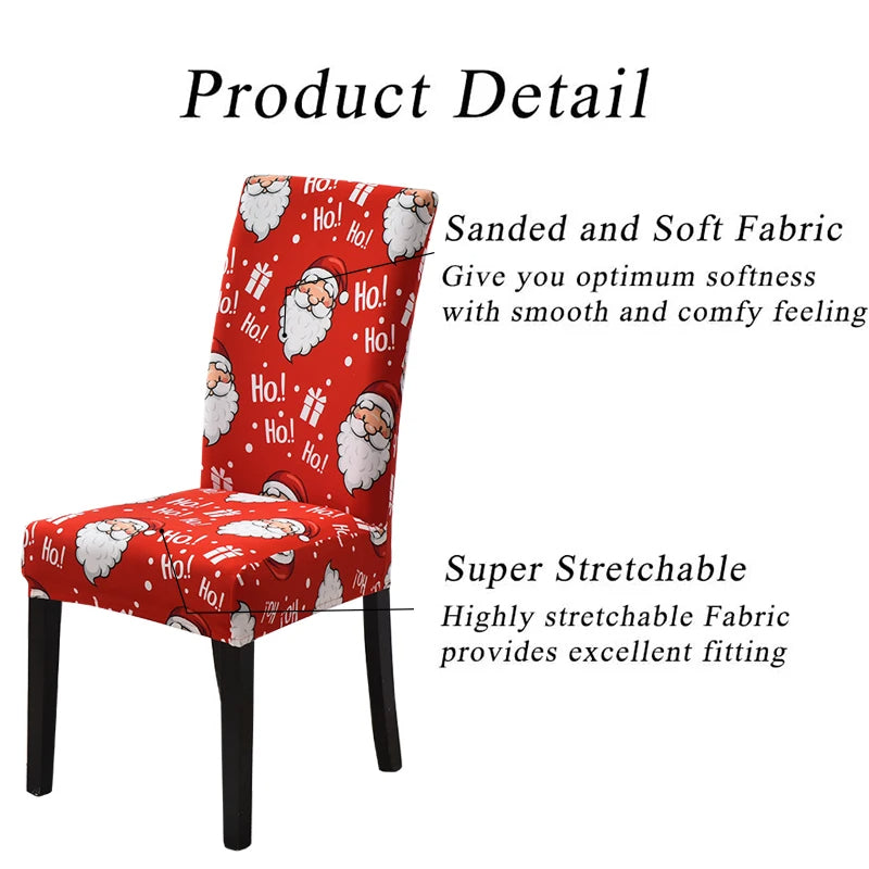 Chair Cover Red Christmas Snowflakes Design Stretchable Dining Slipcover Furniture