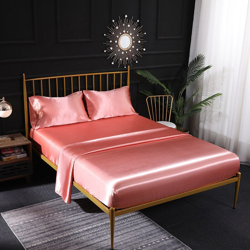 Fitted Sheet Queen Size Jade Luxury Silky Set With Pillow Cases