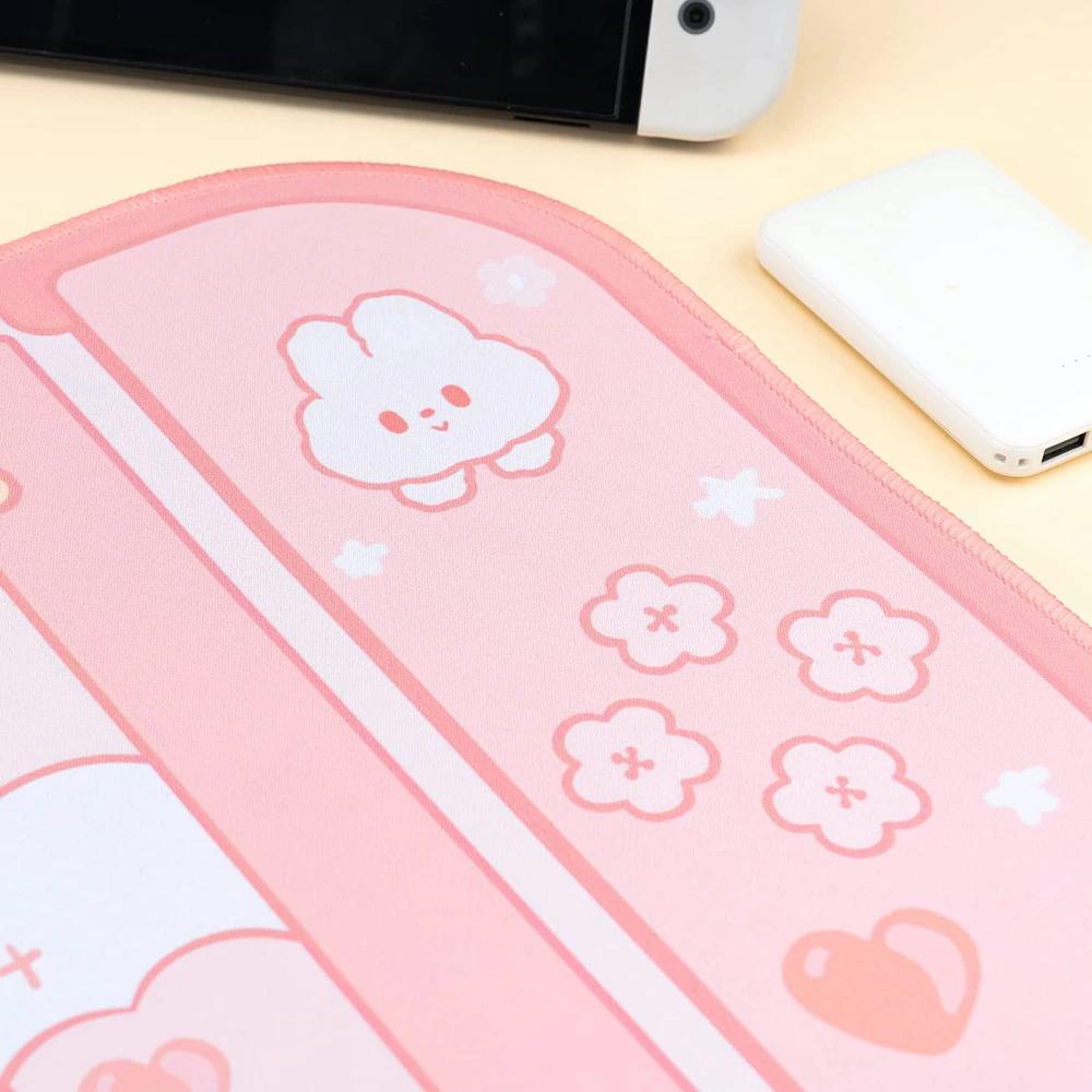 Mouse Pad Pink Cat Gaming Mat Bunny Desk Rubber Protector For Computers