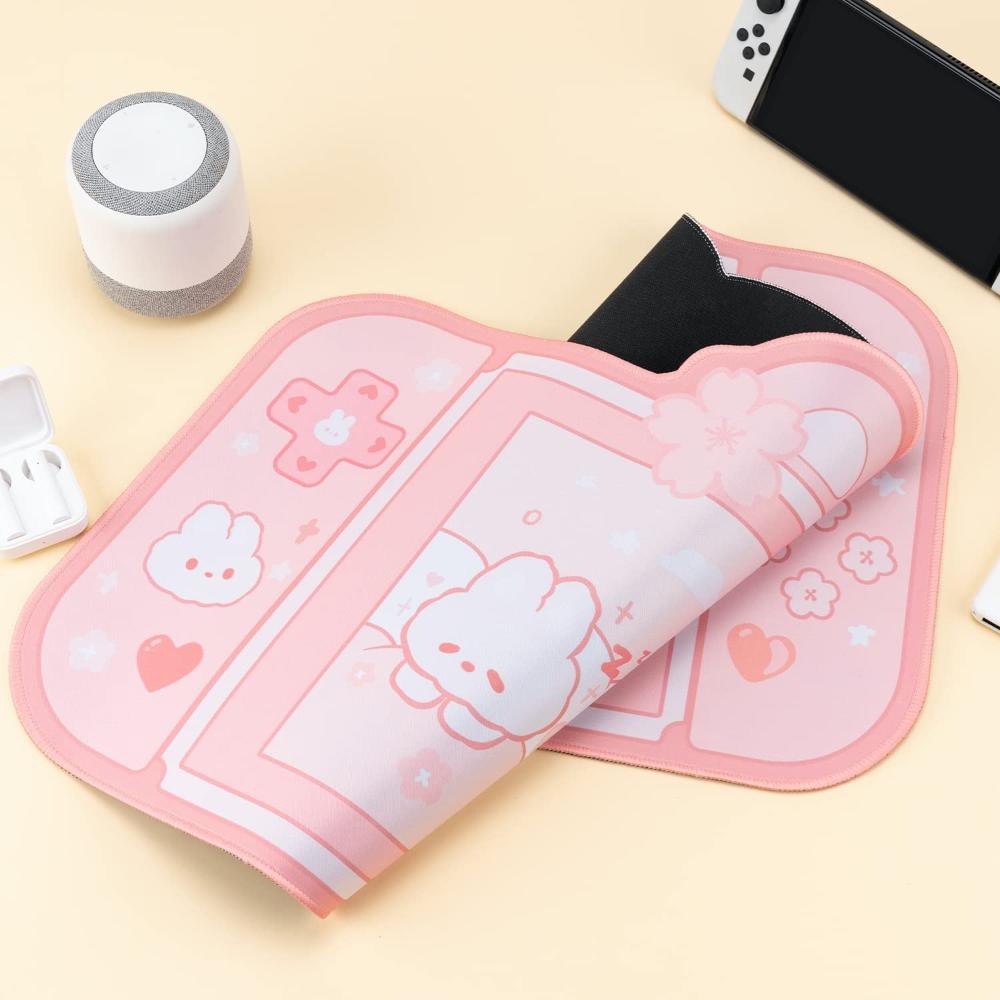 Mouse Pad Pink Cat Gaming Mat Bunny Desk Rubber Protector For Computers