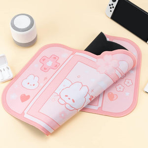 Mouse Pad Pink Cat Gaming Mat Bunny Desk Rubber Protector For Computers