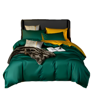 Duvet Comforter Set Full Deep Green Yellow Egyptian Cotton Thick Blanket Bedspread