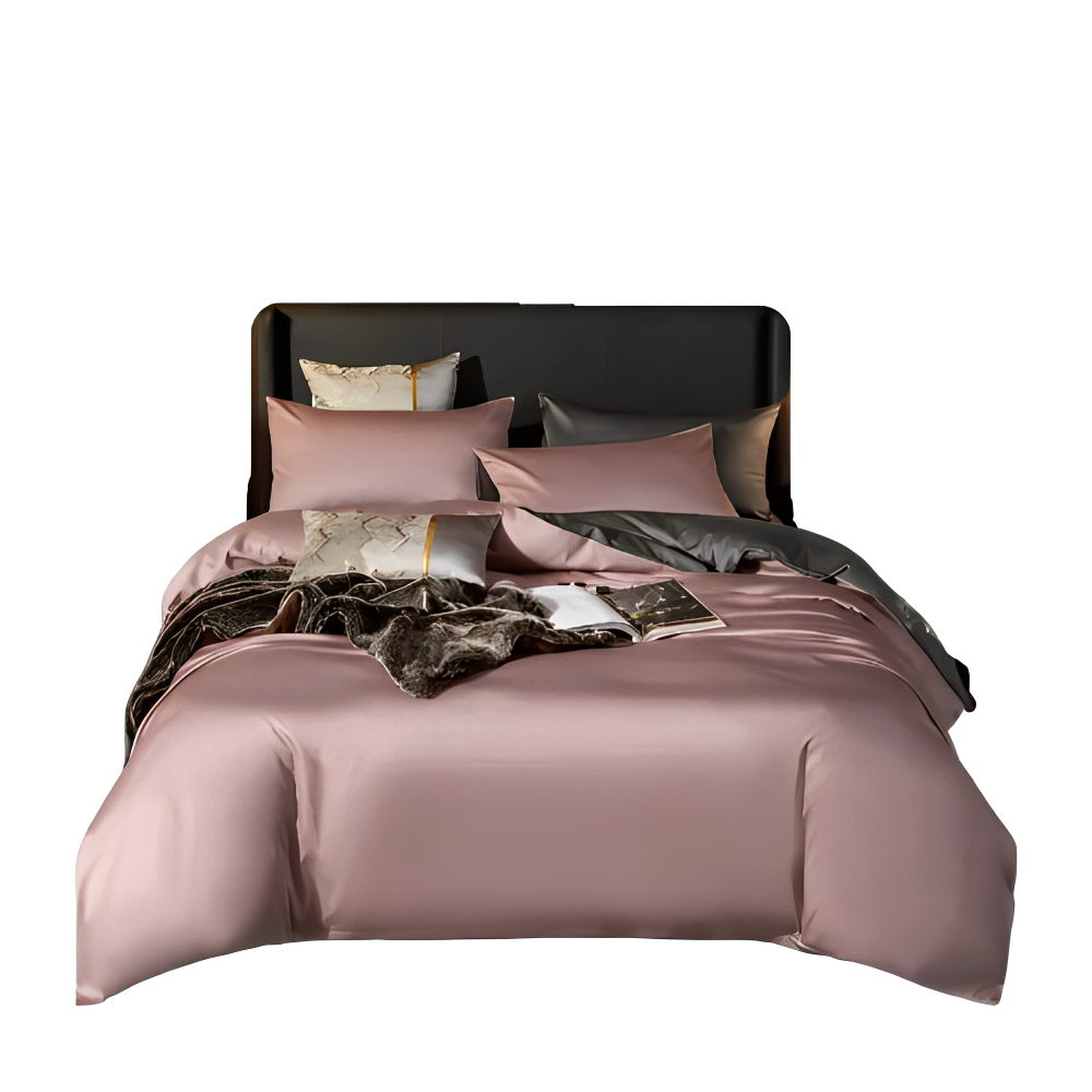 Duvet Comforter Set Twin Pink Deep Grey Egyptian Cotton Thick Blanket Bedspread