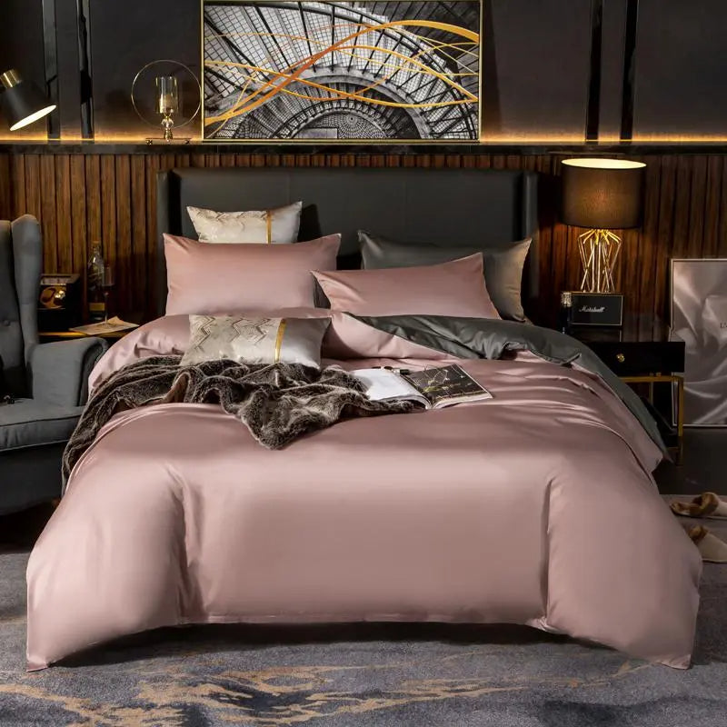 Duvet Comforter Set Uk King Pink Deep Grey Egyptian Cotton Thick Blanket Bedspread