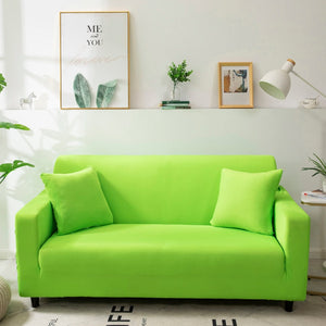 4 Seater Sofa Cover Plain Apple Green Elastic Stretchable Slipcover For Living Room