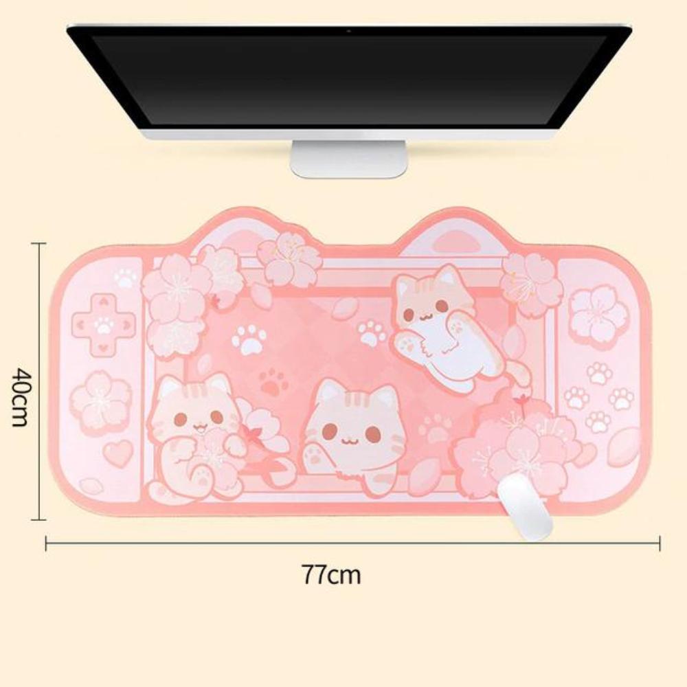 Mouse Pad Pink Cat Gaming Mat Bunny Desk Rubber Protector For Computers