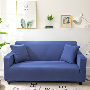 3 Seater Sofa Cover Plain Royal Blue Elastic Stretchable Slipcover For Living Room