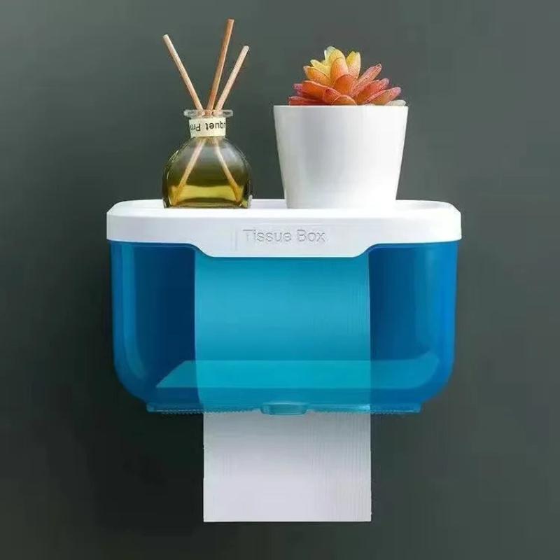 Paper Towel Dispenser Black Wall Mounted Storage Box Toilet Holder Organizer