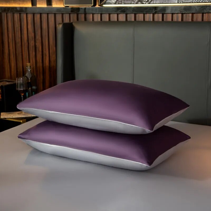 Bed Sheet Purple Light Grey Ultra Soft Egyptian Cotton Cover Queen Size Set