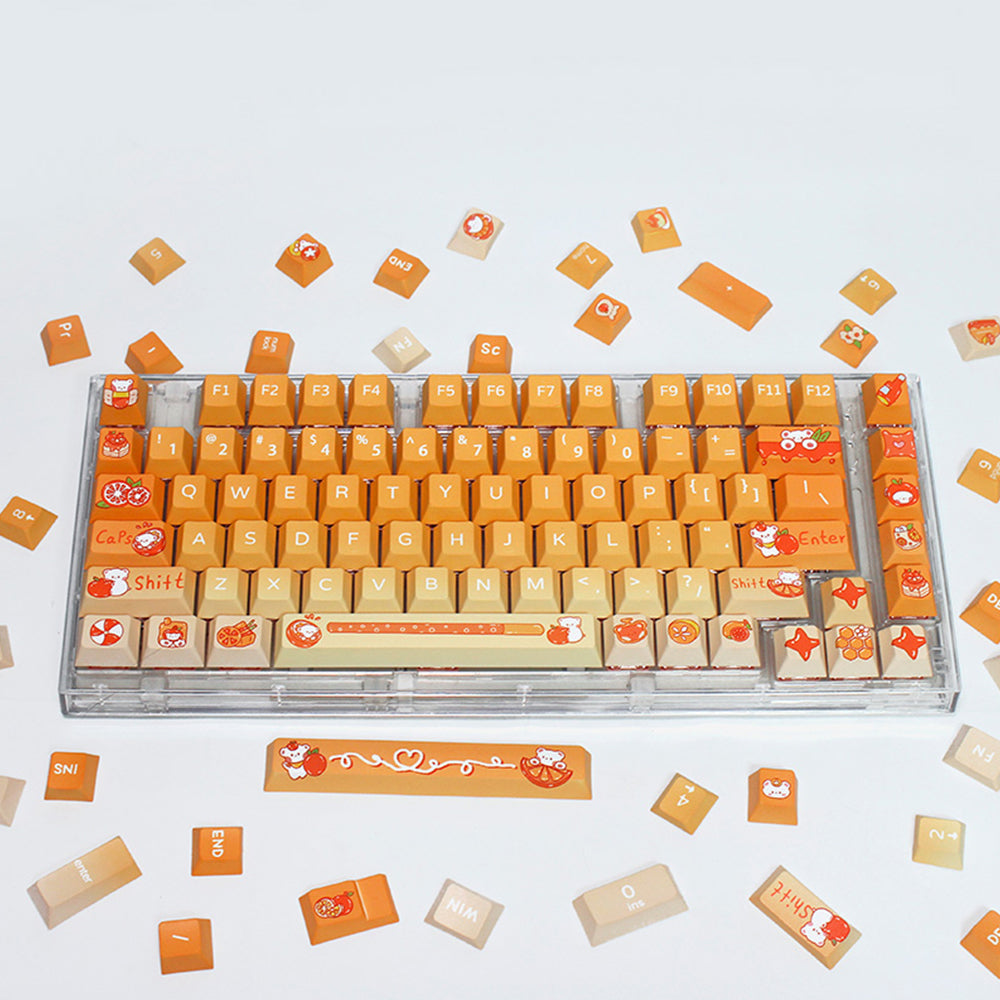 Keycap Keyboard Orange Bears Pattern 132 Switched Gaming Mechanical Keys