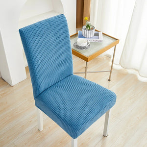 Chair Cover Blue Micro Knitted Design Elastic Material For Dining Room Kitchen