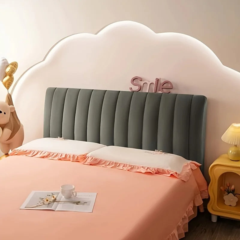 Dark Gray Short Plush Velvet Bed Headboard Cover 100X70cm Dust Protector