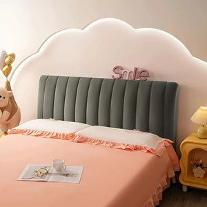 Dark Gray Short Plush Velvet Bed Headboard Cover 100X70cm Dust Protector