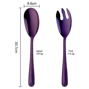 Purple Stainless Steel Giant Salad Spoon Fork Set Restaurant Kitchenware