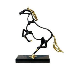 38Cm Metal Weaving Hollow Gold Horse Statue Tabletop Home Decor Sculptures Figurines