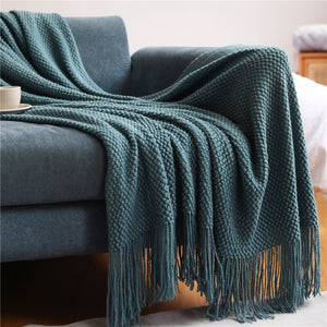 130 By 230 Centimetre Dark Gray Blanket Home Decorative Knitted Waffle Throw