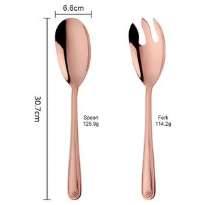 Rose Gold Stainless Steel Giant Salad Spoon And Fork Set Kitchenware