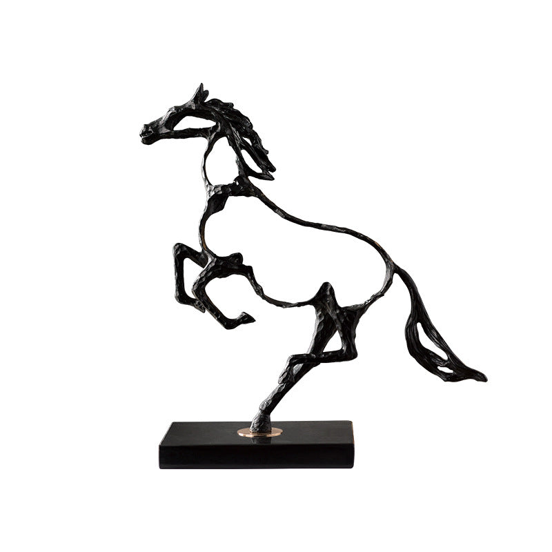 38Cm Metal Weaving Hollow Gold Horse Statue Tabletop Home Decor Sculptures Figurines