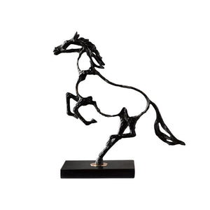 38Cm Metal Weaving Hollow Gold Horse Statue Tabletop Home Decor Sculptures Figurines