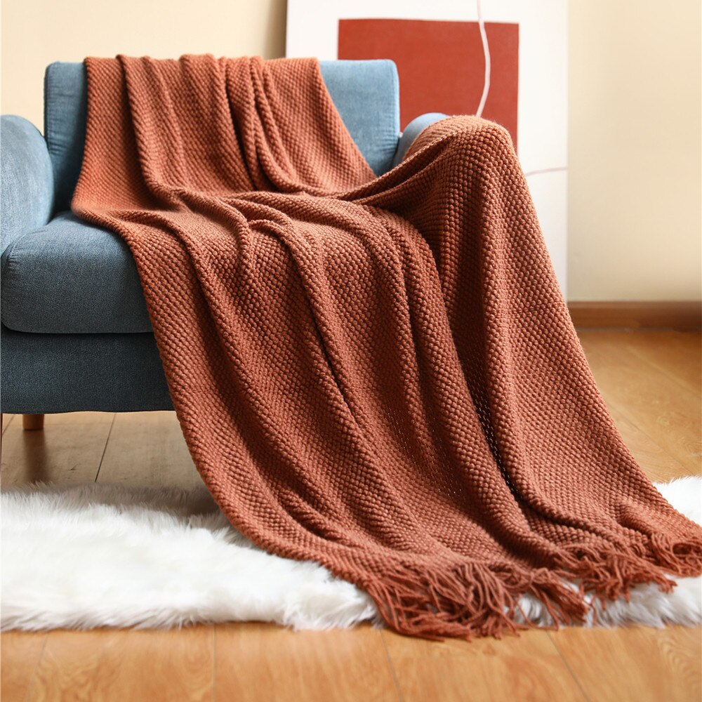 130 By 230 Centimetre Dark Gray Blanket Home Decorative Knitted Waffle Throw