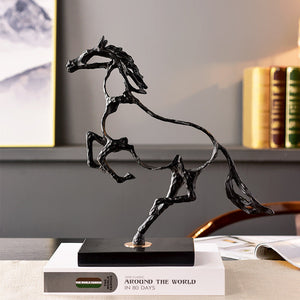 38Cm Metal Weaving Hollow Gold Horse Statue Tabletop Home Decor Sculptures Figurines