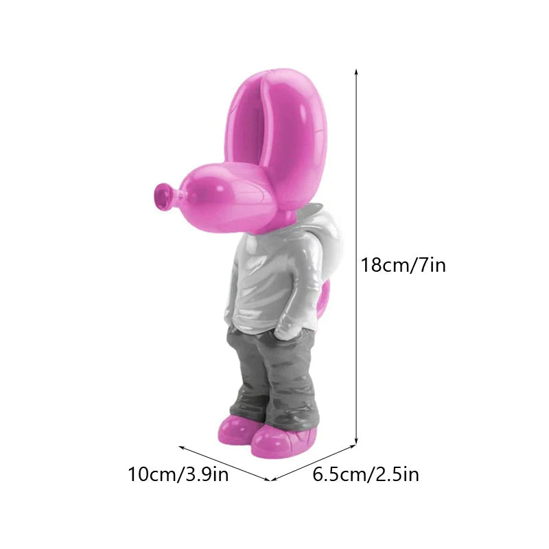 Home Figurine Balloon Dog Statue Pink 7 Inch Resin Sculpture For Living Room Decor