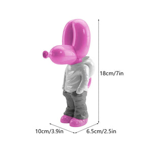 Home Figurine Balloon Dog Statue Pink 7 Inch Resin Sculpture For Living Room Decor