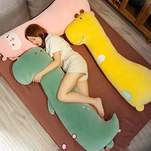 Side Sleeping Body Pillow Green Dinosaur Cartoon Animal Soft Cozy Long Pillows