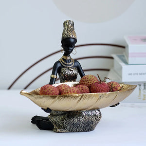 Figurine African Black Woman Storage Statue Craft Item For Interior Decor