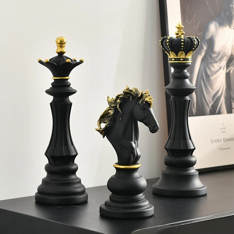 Figurine Chess Piece Black King Medium Resin Living Room Decoration Gifts