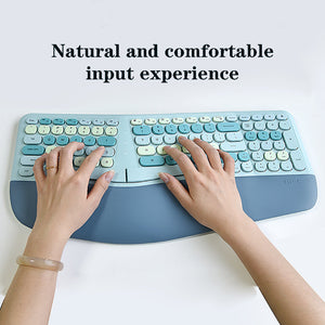Bluetooth Keyboard Mouse Combo Set Ergonomic Wireless Portable Device Soft Keys