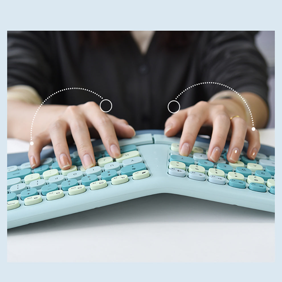 Bluetooth Keyboard Mouse Combo Set Ergonomic Wireless Portable Device Soft Keys