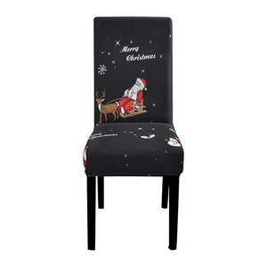 Chair Cover Black Santa Reindeer Sly Design Anti Dirt Elastic Material Slipcovers