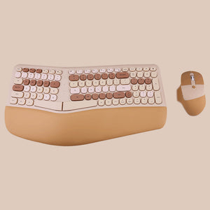 Bluetooth Keyboard Mouse Combo Set Ergonomic Wireless Portable Device Soft Keys