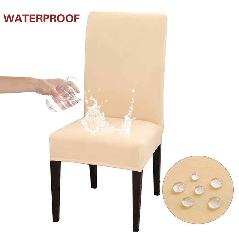 Chair Cover Beige Anti Dirt Waterproof Elastic Material For Dining Room Kitchen