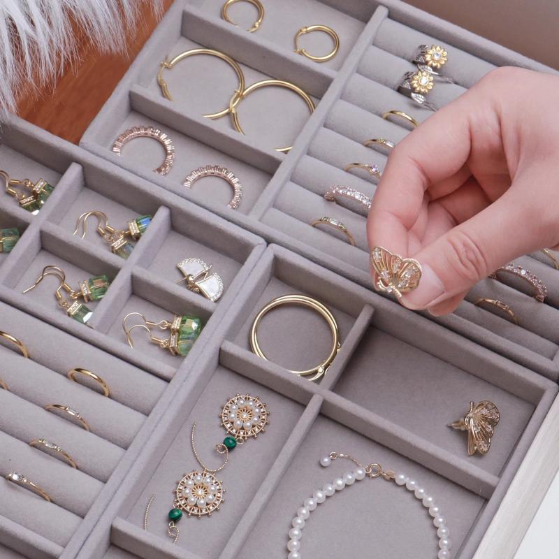 Jewelry Storage Beige Design Display Tray Drawer Jewellery Holder For Rings Earrings Necklaces Bracelets