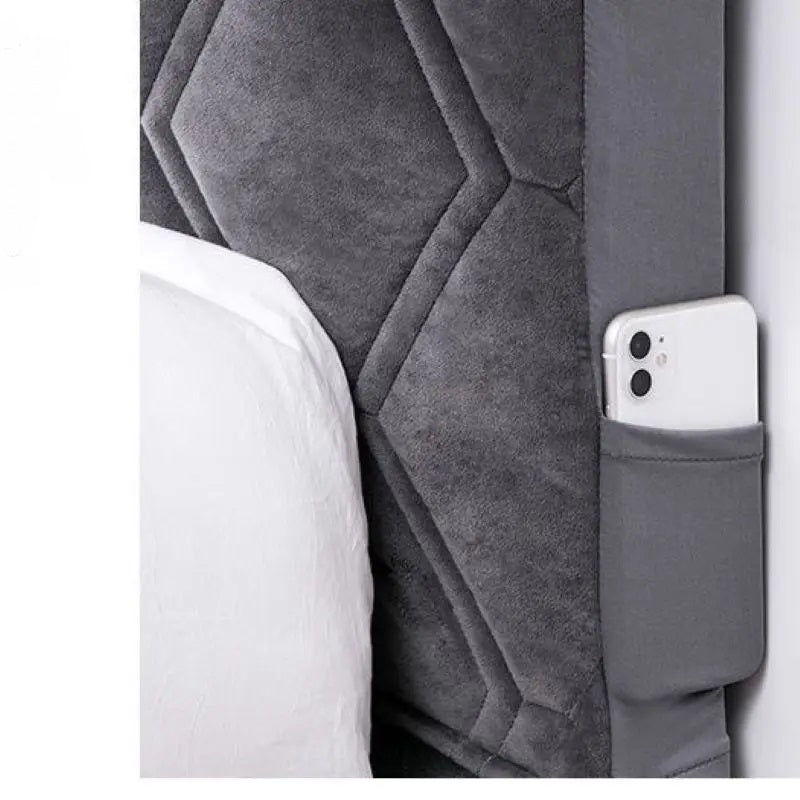 Light Gray Zigzag Pattern Velvet Bed Headboard Cover 200X70cm Dust Protector