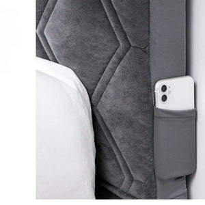 Light Gray Zigzag Pattern Velvet Bed Headboard Cover 200X70cm Dust Protector