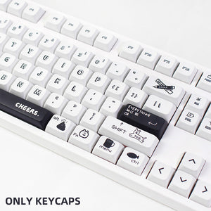 Keycap Keyboard White Black 130 Keys Dye Sublimation Mechanical Switch Touch Clicks
