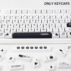 Keycap Keyboard White Black 130 Keys Dye Sublimation Mechanical Switch Touch Clicks