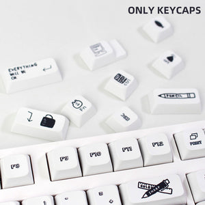 Keycap Keyboard White Black 130 Keys Dye Sublimation Mechanical Switch Touch Clicks