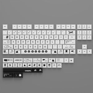 Keycap Keyboard White Black 130 Keys Dye Sublimation Mechanical Switch Touch Clicks