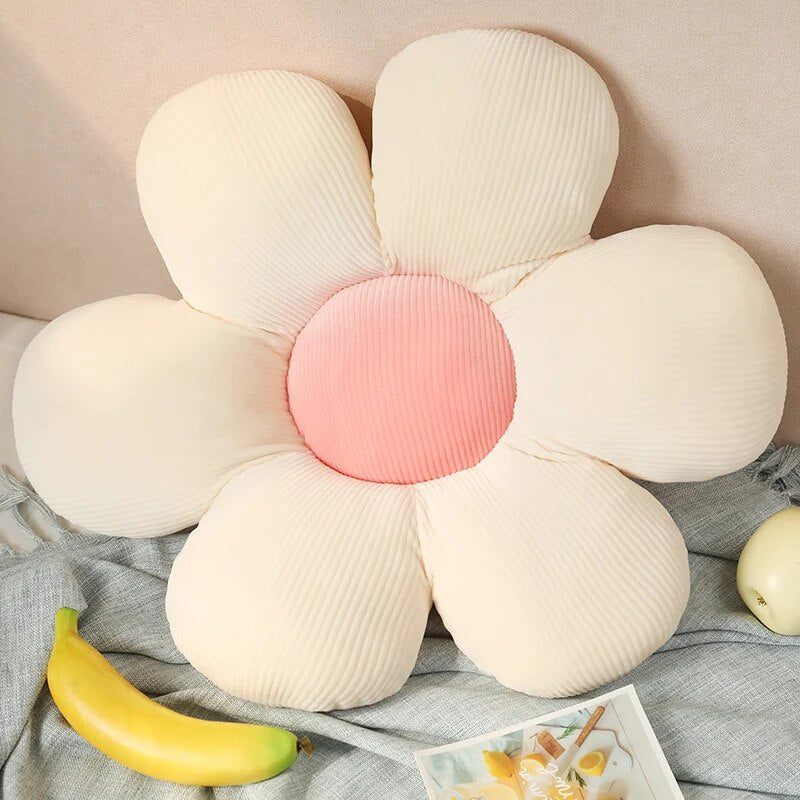 Plush Pillow White Pink Flower Shape Stuffed Soft Seat Cushion Decor 70 75Cm