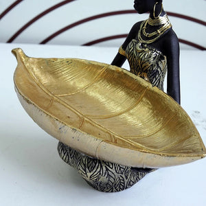 Figurine African Black Woman Storage Statue Craft Item For Interior Decor