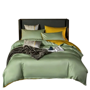 Bed Sheet Green Yellow Ultra Soft Egyptian Cotton Cover Full Size Set