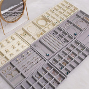 Jewelry Storage Grey Design Display Tray Drawer Jewellery Holder For Rings Earrings Necklaces Bracelets